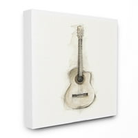 Stupell Home Décor akustična gitara Akvarelni dizajn crteža platnenim zidom Art Ethana Harpera