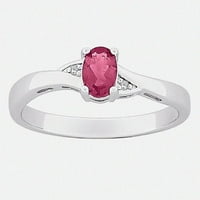Carat T. G. W. stvorio Ruby i dijamant Accent srebra prsten
