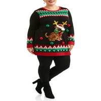 Vrijeme praznika ženski Plus Slouchy šešir Puppy Božićni džemper od tunike