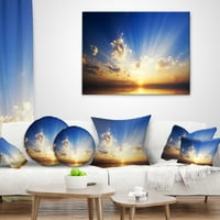 Designart Sunset u panorami plavog neba-jastuk za bacanje na obalu mora - 18x18