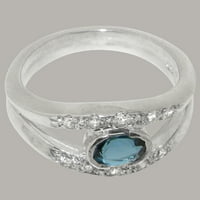 Britanci napravio 14k bijeli zlatni ženski prsten prirodni London Blue Topaz & Diamond Band prsten - Opcije