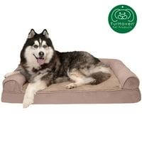 Furhaven Pet Proizvodi Plish & Suede Memory Top Sofa-stil kućni ljubimci za pse i mačke - Almondine Jumbo