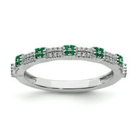 Stackable izrazi srebra stvorio smaragd i dijamantski prsten