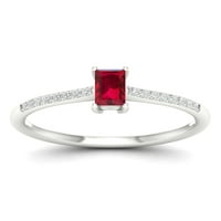 Imperial dragi kamen 10k Bijelo zlato Baguette rez Ruby CT TW dijamant Ženski modni prsten