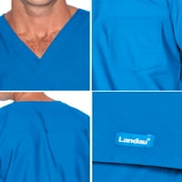 Landau Essentials Unise opušteni fit 1-džepni piling V-izrez Top 7502