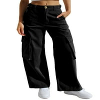Žene labave ležerne pantalone visokog struka Y2K široka noga za prevelike nogu plus bok-dečko Cargo Streetwear