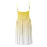 Ženske oblače V-izrez Ležerne duljine koljena Puna sunčana haljina bez rukava Ljetna haljina žuta l