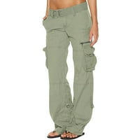 Naughtyhood ženske teretne hlače sa džepovima Baggy small struk patent zatvarač ravne hlače lagane labave