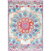 Nuloom Kiyoko vintage cvjetni ručni tepih, 2 '8 8', plava