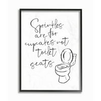 Stupell Industries Sprinkles Funny Ink crtanje Kupatilo Dizajn Grafički umjetnost Crna UKLJUČENO Art Print