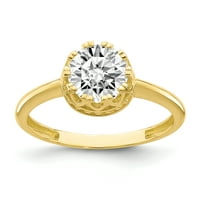 Primalni zlatni karatski žuto zlato okruglo kubični zirkonijski prsten