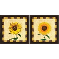 Suncokretova cvjetna zidna Umjetnost, Set od 2 komada