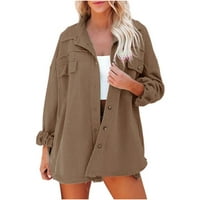 Loopsun zimski kaputi za ženske dame solidne isključine ovratnike džep dugi rukav kaput gornja odjeća