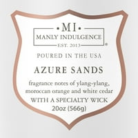 Manly Indulgence Azure Sands Oz Jar Candle, drveni fitilj, bijeli