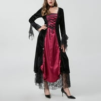 Himiway ženski Dugi rukav Retro Halloween Costume Gothic Queen Dresspopularni elementi su isplativi i