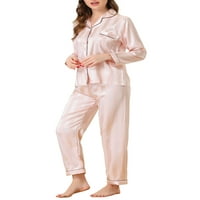 Jedinstvene ponude Ženska noćna odjeća s hlačama Satin Dugme Down Pajemma Setovi za spavanje