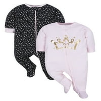 Gerber Baby Girl organska Odjeća Sleep ' N Play Sleepers, kape i Bibs poklon za tuširanje, 9 komada