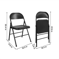 MainStays All-Steel Metal sklopiva stolica, dvostruka naručena, crna