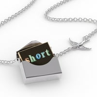 Ogrlica sa medaljonom kratka šarena slova u srebrnoj koverti Neonblond