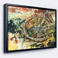 PromenArtic 'Mountain Biciklističko ulje slikanje' Sažetak uokvirenog umjetničkog djela platna