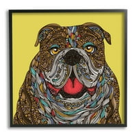 Stupell Industries Smiling Bulldog Bold Creative Mandala Uzorak oblika grafička umjetnost Crna Umjetnost