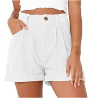 Ženski šorc čvrsti džepni šorc ljeto Casual lagana odjeća Work Out šorc hlače bijele l US: 8