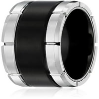 Sapphire Tungsten i Titanium urezani dizajn sa crnim središnjim bendom Comfort Fit Burme za muškarce,