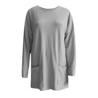 Ženska seksi moda pulover okrugli vrat dugi rukav džep t-shirt top Note molimo kupite jednu ili dvije