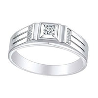 Bijeli prirodni dijamant muški zaručnički vjenčani prsten 14k prsten od punog bijelog zlata-13