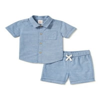 Wonder Nation Baby & Toddler Boys Mays kratki rukav gornji i kratke hlače, 2-komadni set odjeće, veličina 0-24m