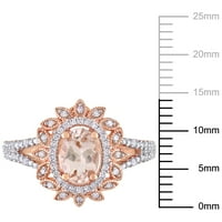 Miabella ženski karat T. G. W. ovalno rezani Morganit i karat T. W. okrugli dijamant 10kt prsten od ružičastog