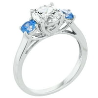 Jay srce dizajnira srebro bijelo i fensi plavo simulirani bijeli dijamant tri kamena prstena