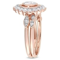 Miabella ženski 2-karatni T. G. W. stvorio bijeli safir 10kt ružičasto zlato vjenčani i zaručnički prsten