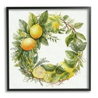 Stupell Citrus Lemons Greenery Vijenac Botaničko-Cvjetno Slikarstvo Crno Uokvireno Art Print Wall Art