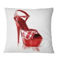 Designart crvene ženske cipele s visokom potpeticom - savremeni jastuk za bacanje - 18x18