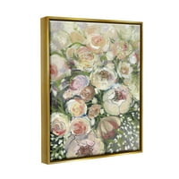 Stupell Sažetak Cvjetanje vrtno cvijeće Botanical i cvjetno slikanje Zlato Flater Framed Art Print Wall