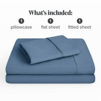 Bare Home Ultra-meki set listova - Premium kolekcija - Duboki džepovi - 3 komada - Twin XL, Coronet Plava