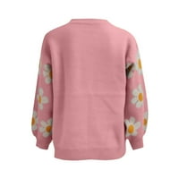 Entyinea Ženska Zimska Pletiva Pletene Duge Rukave Pulover Majice Džemper Casual Tops Pink S