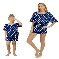 Nighthowns Mama i kćer koji odgovaraju porodičnoj pidžami set Polka dot kratki rukav i kratke hlače odijeva