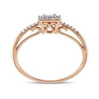 Miabella Carat T.W. Dijamantni prsten za uključivanje princeze-rezanja 10KT ružičastog zlata
