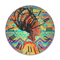 Designart 'Afroamerička žena portret s turbanom IV' Moderni drveni zidni sat