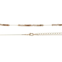 Pioneer Woman mat Zlatna metalna obruba i višeslojna ogrlica sa perlama