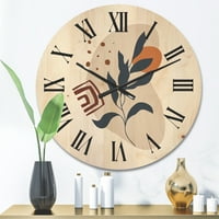 Designart 'apstraktni minimalni oblici pod cvijećem VII' Moderni drveni zidni sat