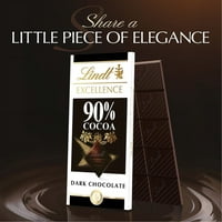 Lindt Excellence 90% Crne Čokolade Bar, 3. Oz, pakuj se.