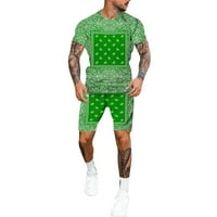 Sngxgn muški kratki Setovi odjeća Muška odjeća pismo s printom majica tee Shirt set pantalona za struk zelena 3xl