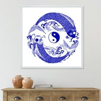 Designart 'plava Chinoiserie Koi Fish II' tradicionalni uramljeni platneni zidni umjetnički Print