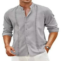 Noilla Muška tunika košulja dugme dole vrhovi dugi rukavi košulje muškarci Retro bluza stalak ovratnik