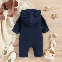 B91XZ Baby Girl Romper Solid Bear uši kapuljač s kapuljačom