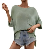 Ženski kardigan džemperi Moderni fit džemper pulover za odmor CREW CREE Slatki džemperi za žene zelene