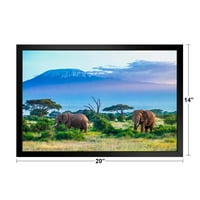 Veličanstveni Elephant par Mount Kilimandžaro Vulkan Tanzanija Afrika životinje ispaša fotografija šareni